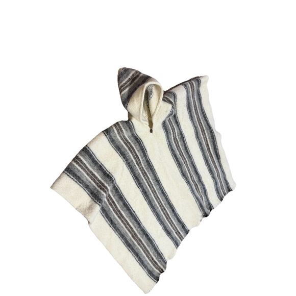 Genuine Alpaca Wool Poncho Warm Coat Sweater Jacket Peru Blanket Hooded One Size - Picture 2 of 6